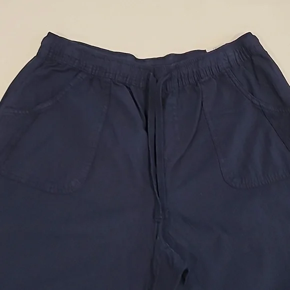 Erika Drawstring Elastic Waist Capris Blue Medium - Picture 3 of 11